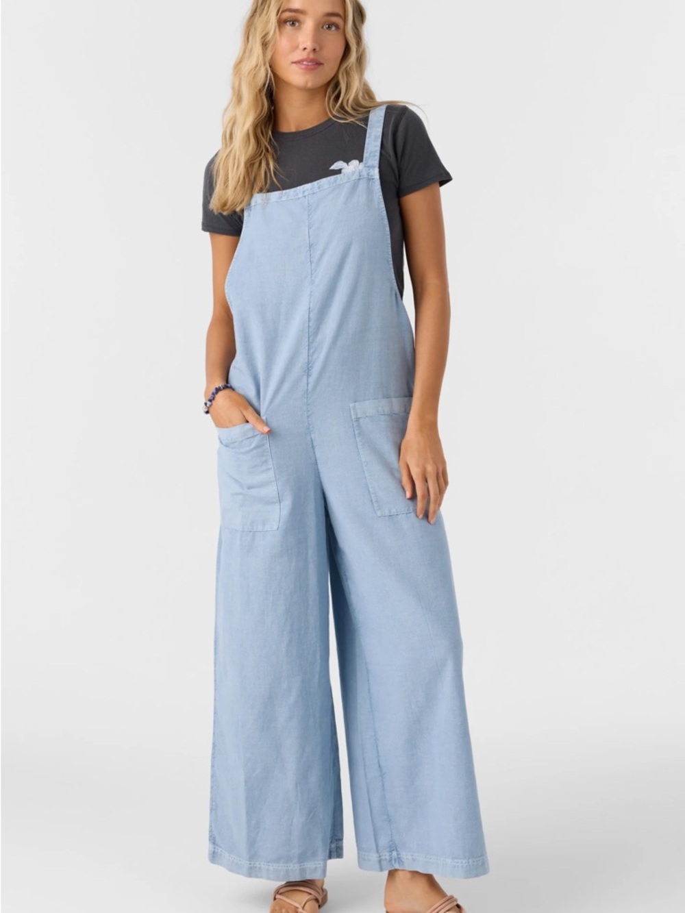Zenana Outfitters Light Blue Wide-Leg Overalls Jumpsuit